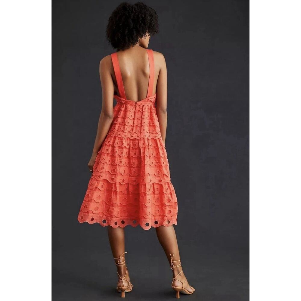 Anthropologie Maeve Eyelet Halter Midi Dress Size 6 - Picture 6 of 6